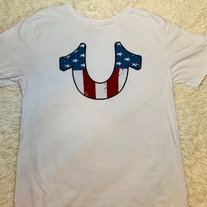True Religion Men’s white American flag shirt
